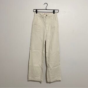 MOLLUSK Straight Leg High Waisted Lightweight Canvas Painter Pants (Natural, XS)